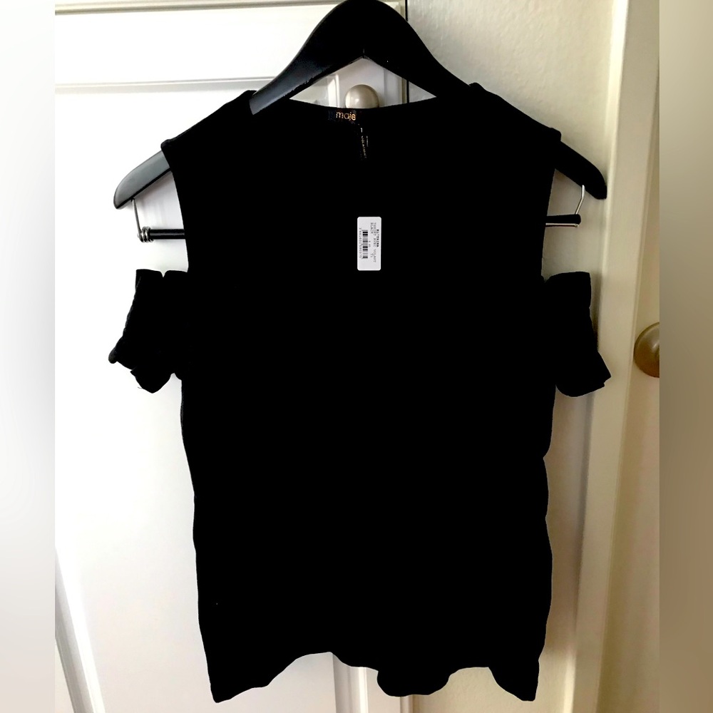 NWT  Maje cold open shoulder black top SZ 1